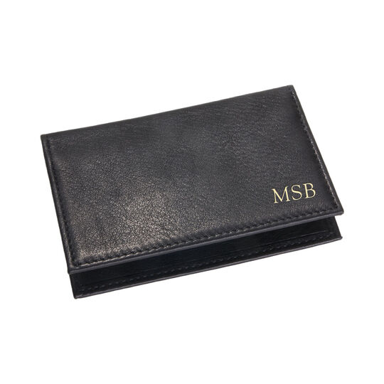 Traditional Folded Black Leather Card Case